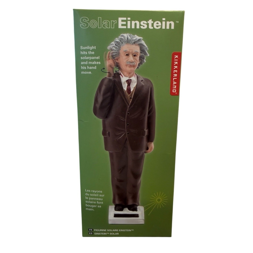 KIKKERLAND Einstein Solar Powered Figurine Statue Thinking ***WATCH VIDEO***